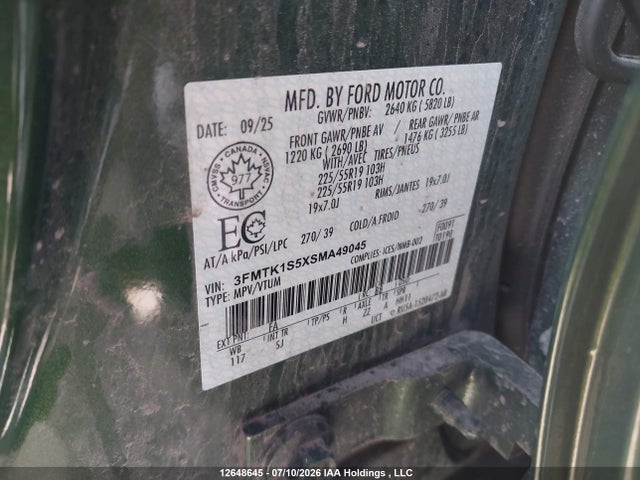Aukcja sprzedaży 2025 Ford Mustang Mach-e Select, vin: 3FMTK1S5XSMA49045, numer aukcji: 12648645
