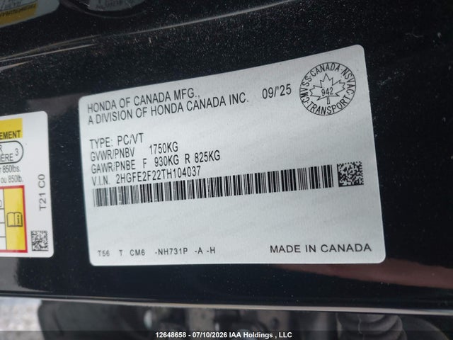 Honda Civic Lx 2026 2HGFE2F22TH104037 Image 19