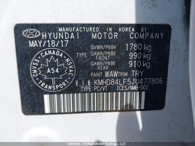Hyundai ELANTRA GL 2018 KMHD84LF5JU477806 Image 18
