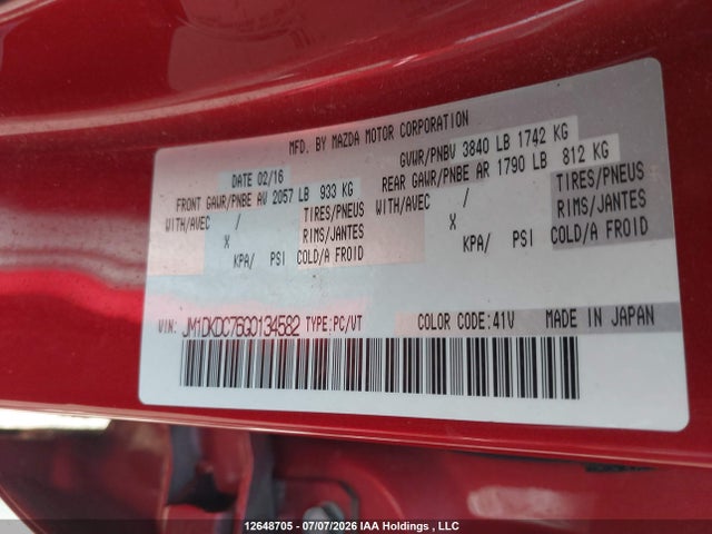 Aukcja sprzedaży 2016 Mazda Cx-3, vin: JM1DKDC76G0134582, numer aukcji: 12648705