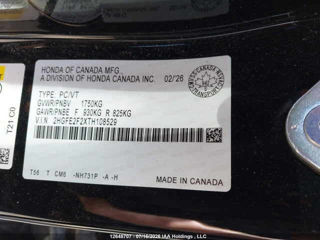 Honda Civic Lx 2026 2HGFE2F2XTH108529 Image 9