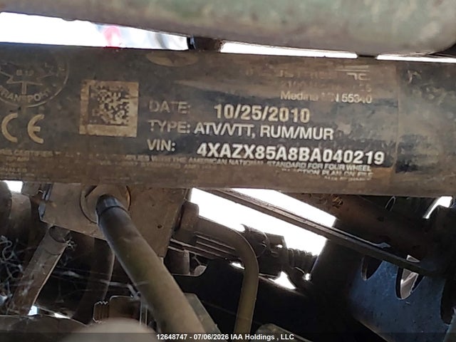 Продажа на аукционе авто 2011 Polaris Sportsman 850/xp-eps, vin: 4XAZX85A8BA040219, номер лота: 12648747