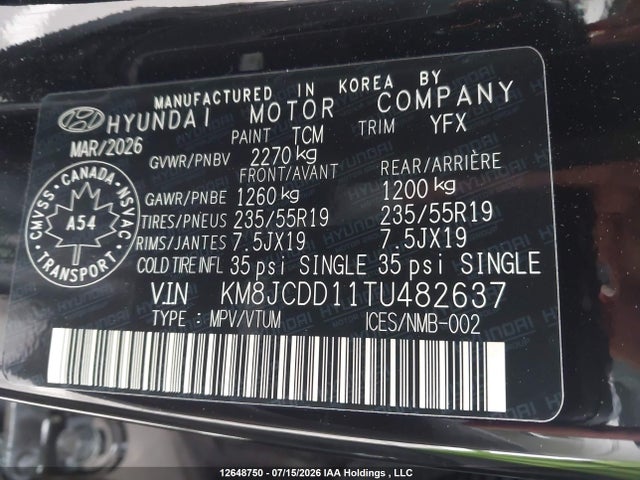 KM8JCDD11TU482637 Hyundai Tucson Ultimate Hybrid Awd