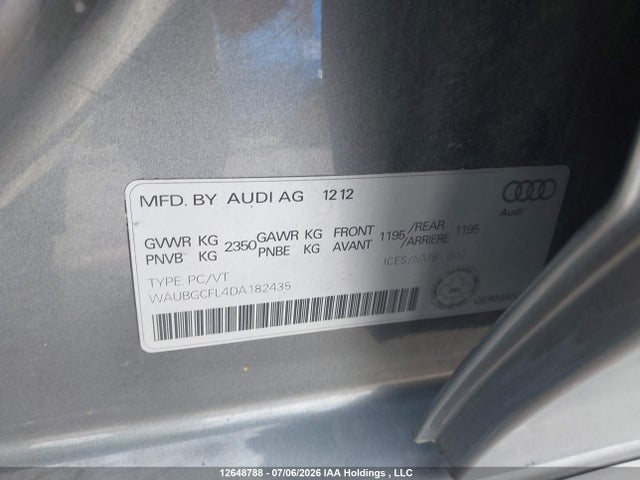Продаж на аукціоні авто 2013 Audi S4, vin: WAUBGCFL4DA182435, номер лоту: 12648788