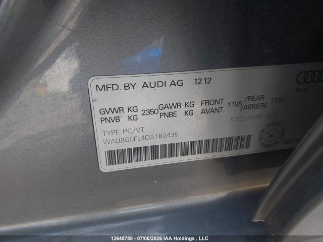 Продаж на аукціоні авто 2013 Audi S4, vin: WAUBGCFL4DA182435, номер лоту: 12648788