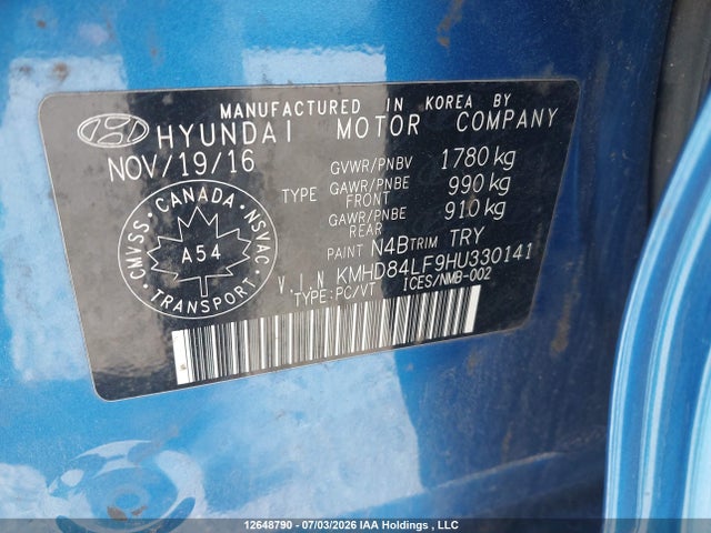 Продаж на аукціоні авто 2017 Hyundai Elantra Se/value/limited, vin: KMHD84LF9HU330141, номер лоту: 12648790