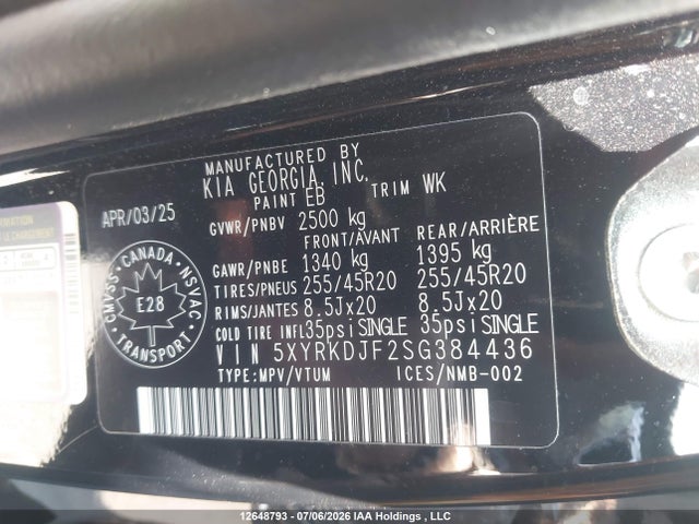 5XYRKDJF2SG384436 KIA Sorento 2.5t X-line Limited/2.5t X-pro