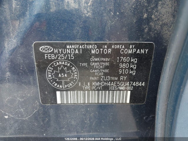 12632086 :رقم المزاد ، KMHDH4AE5GU474844 vin ، 2016 Hyundai Elantra Sport Appearance مزاد بيع