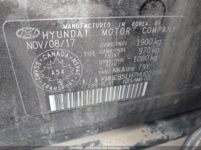 Aukcja sprzedaży 2017 Hyundai Ioniq Ev Limited, vin: KMHC85LH7HU020587, numer aukcji: 12648800