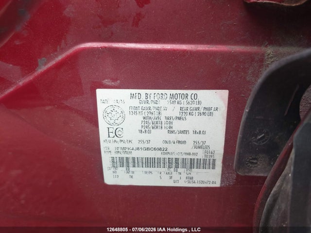 Ford EDGE SEL 2016 2FMPK4J81GBC60822 Image 9