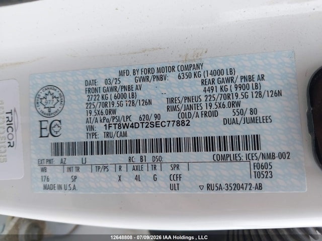 Aukcja sprzedaży 2025 Ford F-450 King Ranch/lariat/platinum/xl/xlt, vin: 1FT8W4DT2SEC77882, numer aukcji: 12648808