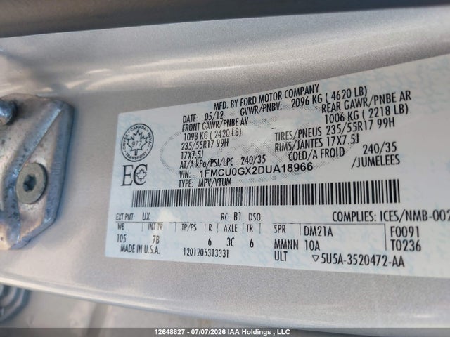 Aukcja sprzedaży 2013 Ford Escape Se, vin: 1FMCU0GX2DUA18966, numer aukcji: 12648827