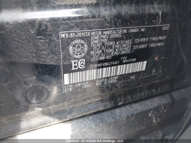 2022 Toyota Rav4 Xle მანქანა იყიდება აუქციონზე, vin: 2T3R1RFV0NC274461, აუქციონის ნომერი: 12648829
