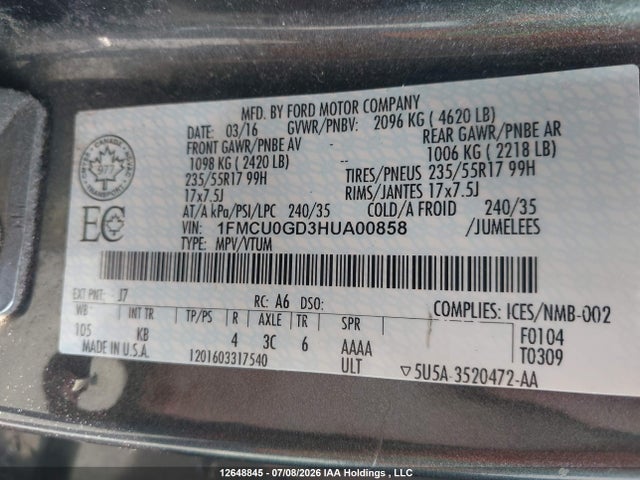 Ford ESCAPE SE 2017 1FMCU0GD3HUA00858 Image 19