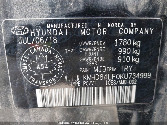 Продаж на аукціоні авто 2019 Hyundai Elantra Preferred, vin: KMHD84LFOKU734999, номер лоту: 12648848