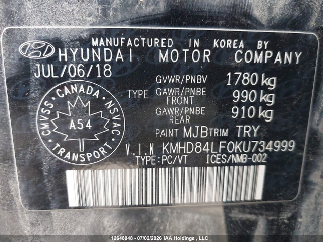 Продаж на аукціоні авто 2019 Hyundai Elantra Preferred, vin: KMHD84LFOKU734999, номер лоту: 12648848