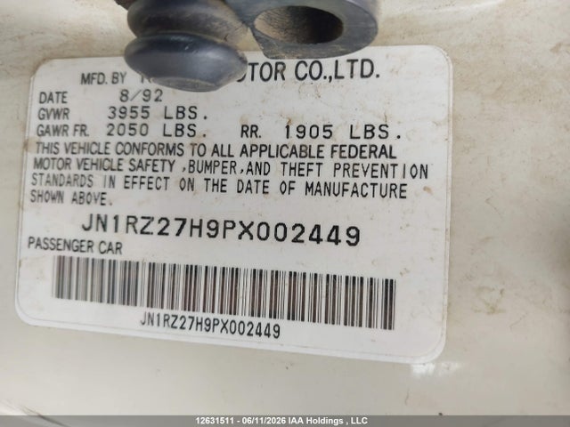 Продаж на аукціоні авто 1993 Nissan 300zx, vin: JN1RZ27H9PX002449, номер лоту: 12631511