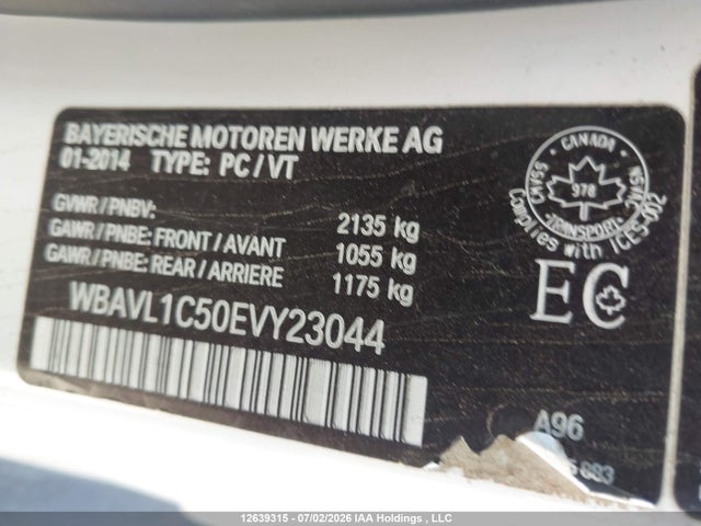 Продажа на аукционе авто 2014 Bmw X1 Xdrive28i, vin: WBAVL1C50EVY23044, номер лота: 12639315