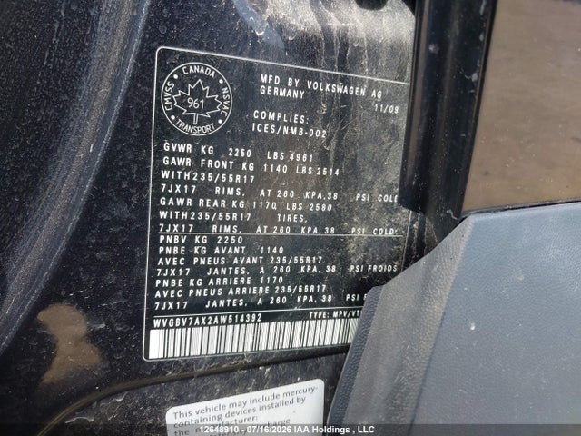 Aukcja sprzedaży 2010 Volkswagen Tiguan Se/sel, vin: WVGBV7AX2AW514392, numer aukcji: 12648910
