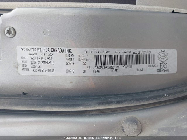 2C4RC1EG3HR758183 Chrysler Pacifica Touring-l