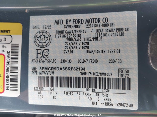 Ford Bronco Sport Badlands 2025 3FMCR9DA8SRF82194 Image 20