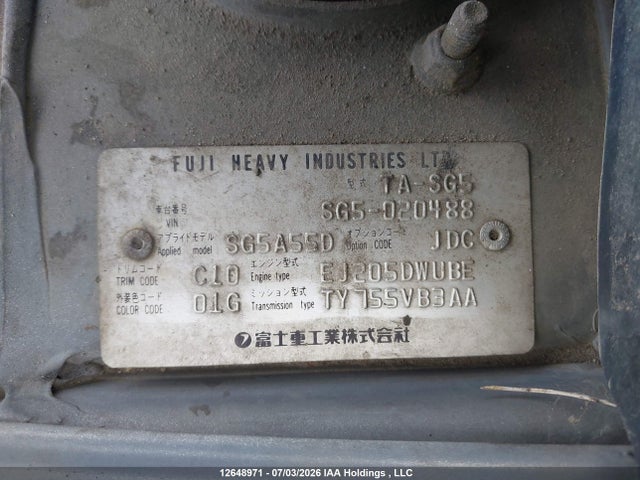 12648971 :رقم المزاد ، SG5020488 vin ، 2002 Subaru Forester Xt مزاد بيع