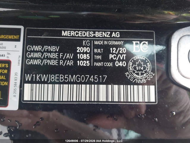 W1KWJ8EB5MG074517 Mercedes-Benz C 300 4matic