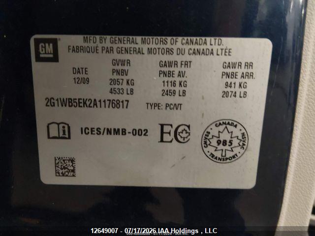 Продаж на аукціоні авто 2010 Chevrolet Impala Lt, vin: 2G1WB5EK2A1176817, номер лоту: 12649007