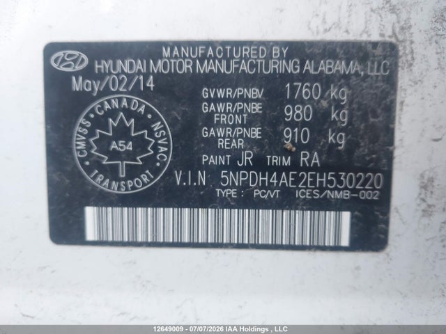 Hyundai Elantra 2014 5NPDH4AE2EH530220 Image 9