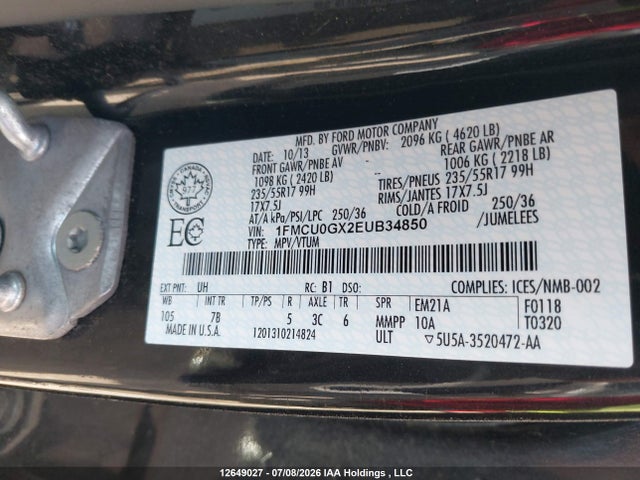 Продажа на аукционе авто 2014 Ford Escape Se, vin: 1FMCU0GX2EUB34850, номер лота: 12649027