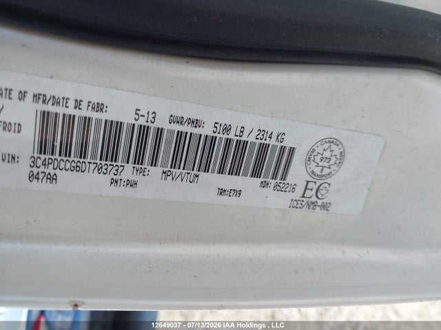12649037 :رقم المزاد ، 3C4PDCCG6DT703737 vin ، 2013 Dodge Journey مزاد بيع