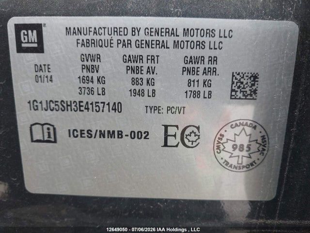 Chevrolet Sonic Lt Auto 2014 1G1JC5SH3E4157140 Image 18