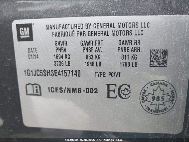 Chevrolet Sonic Lt Auto 2014 1G1JC5SH3E4157140 Image 20