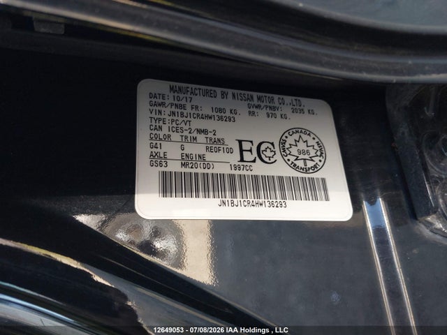 JN1BJ1CR4HW136293 Nissan Qashqai S/sl/sv