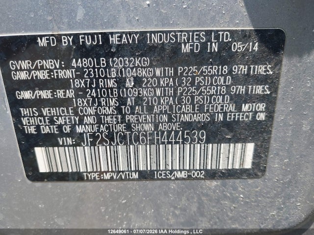 Продаж на аукціоні авто 2015 Subaru Forester 2.5i Limited Package, vin: JF2SJCTC6FH444539, номер лоту: 12649061