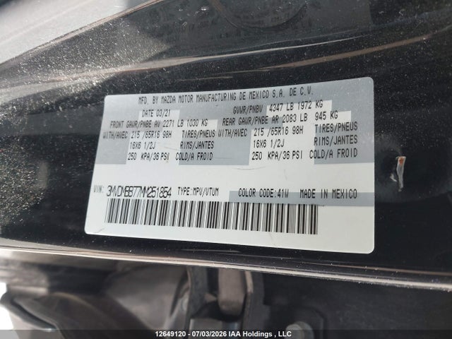 Aukcja sprzedaży 2021 Mazda Cx-30 Gx, vin: 3MVDMBB77MM251854, numer aukcji: 12649120