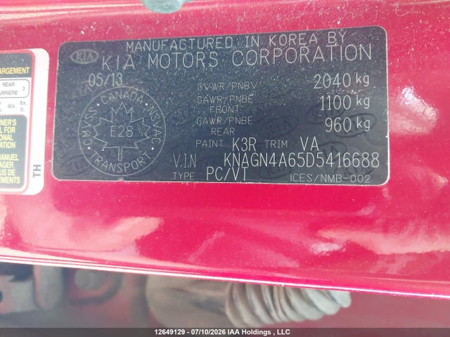 Продажа на аукционе авто 2013 Kia Optima Ex Turbo/ex Turbo+, vin: KNAGN4A65D5416688, номер лота: 12649129