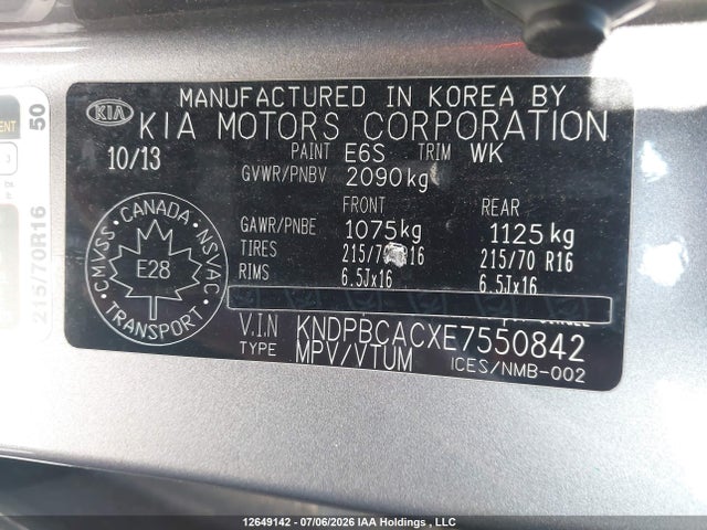 Продажа на аукционе авто 2014 Kia Sportage Lx, vin: KNDPBCACXE7550842, номер лота: 12649142