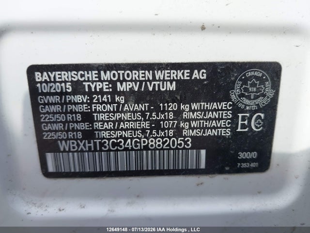 2016 Bmw X1 Xdrive28i მანქანა იყიდება აუქციონზე, vin: WBXHT3C34GP882053, აუქციონის ნომერი: 12649148