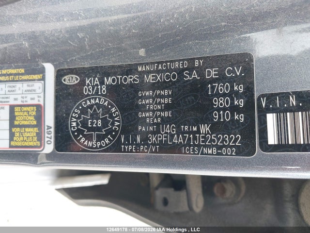 Aukcja sprzedaży 2018 Kia Forte Lx/lx+, vin: 3KPFL4A71JE252322, numer aukcji: 12649178