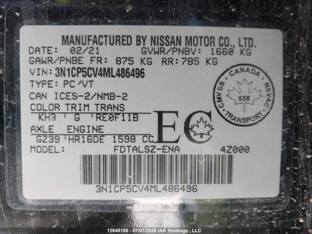 Nissan KICKS SV 2021 3N1CP5CV4ML486496 Image 19