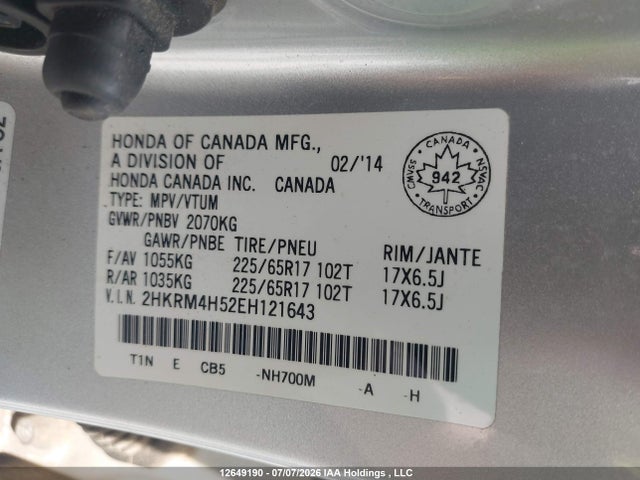 Honda CR-V EX 2014 2HKRM4H52EH121643 Image 9