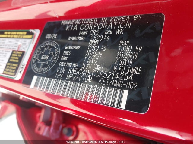 Продаж на аукціоні авто 2024 Kia Ev6 Land W/gt-line Pkg 1/land W/gt-line Pkg 2, vin: KNDC4DLC5R5214254, номер лоту: 12649204