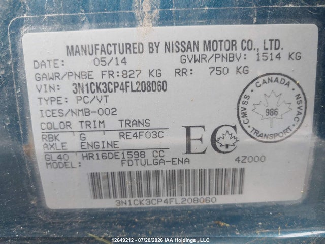 Nissan Micra 2015 3N1CK3CP4FL208060 Image 9