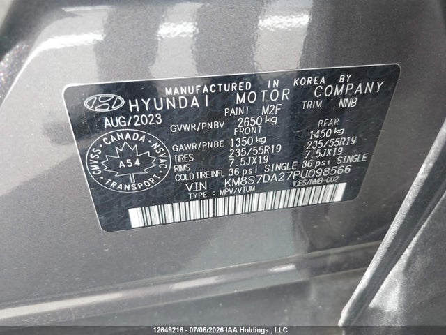Продажа на аукционе авто 2023 Hyundai Santa Fe Luxury Plug-in Hybrid Awd, vin: KM8S7DA27PU098566, номер лота: 12649216