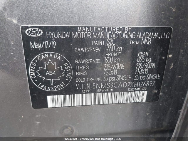 Hyundai Santa Fe Sel/sel Plus 2019 5NMS3CAD2KH126897 Image 19