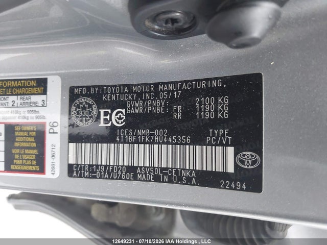 Toyota CAMRY LE 2017 4T1BF1FK7HU445356 Image 9