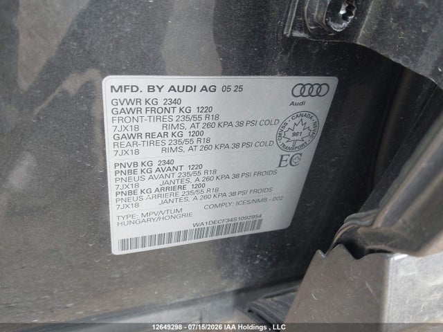Audi Q3 45 2025 WA1DECF34S1092954 Image 9