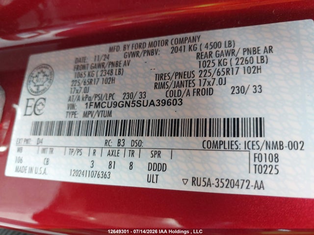 Ford Escape Active 2025 1FMCU9GN5SUA39603 Image 19