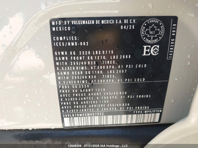 2025 Volkswagen Tiguan Sel R-line Black მანქანა იყიდება აუქციონზე, vin: 3VVLR7RM0SM007632, აუქციონის ნომერი: 12649306